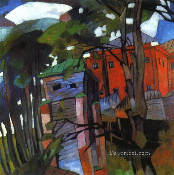 paisaje con una casa roja 1917 Aristarkh Vasilevich Lentulov cubismo abstracto Pintura al óleo